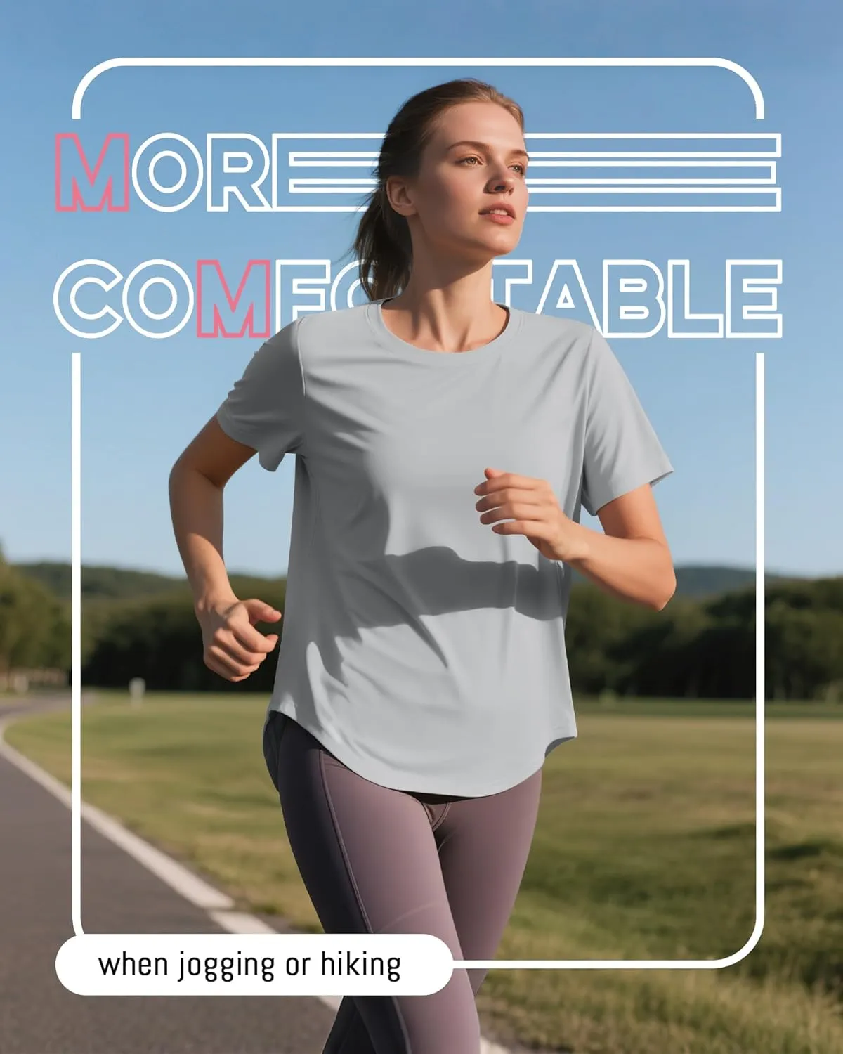 4 Pack Women's Workout T Shirts Short Sleeve Athletic Basic Tee Tops Quick Dry UPF 50  Sun Protection with Split Hem