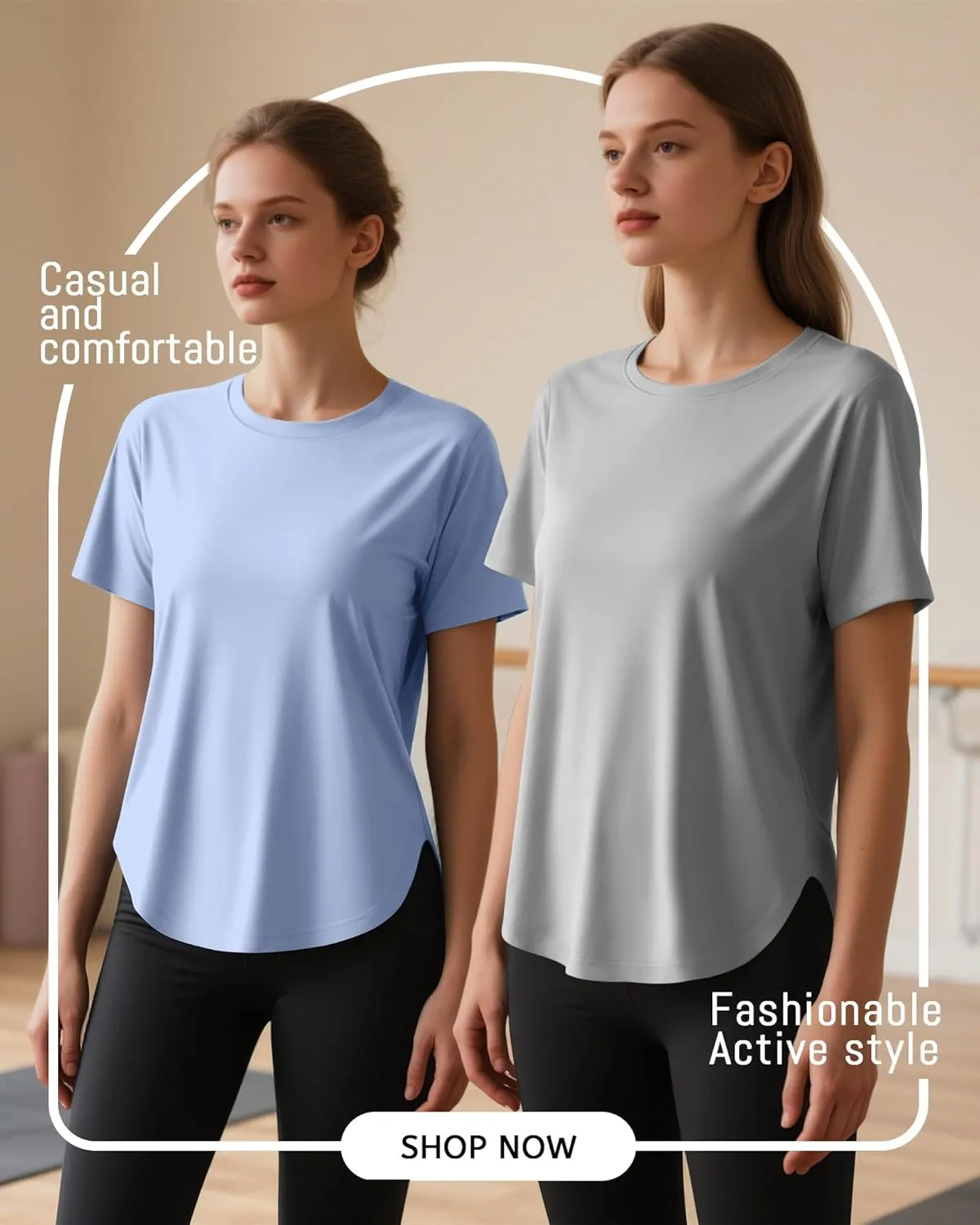 4 Pack Women's Workout T Shirts Short Sleeve Athletic Basic Tee Tops Quick Dry UPF 50  Sun Protection with Split Hem