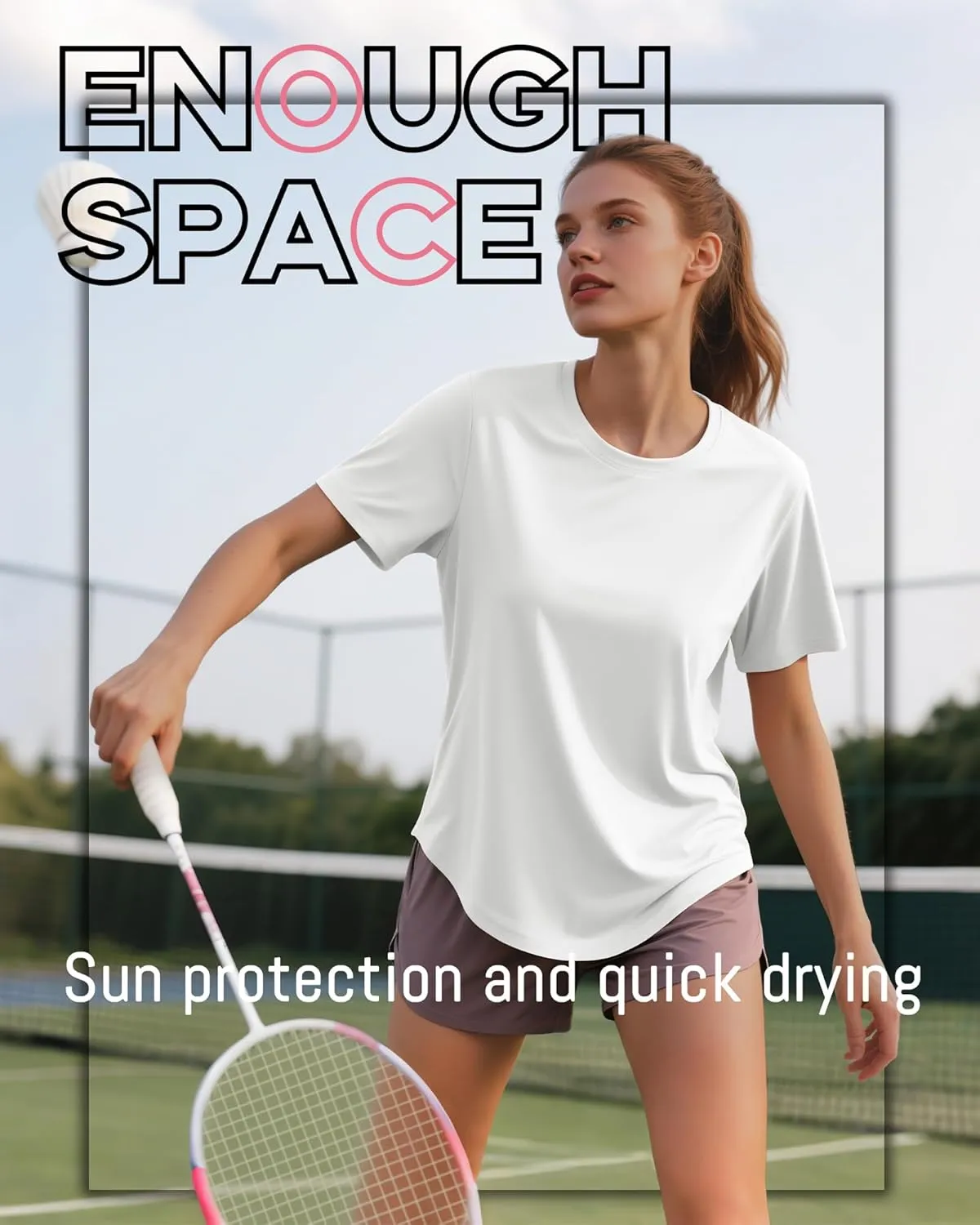 4 Pack Women's Workout T Shirts Short Sleeve Athletic Basic Tee Tops Quick Dry UPF 50  Sun Protection with Split Hem