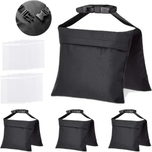 4 Packs Sandbags, Heavy Duty Sand Bags with 8 PE Bags, Sand Bags with Buckle Straps for Support Light Stand, C Stand, Light Stand with Caster, More 2/4/6/8/10/12/14 Packs Sandbag to Choose.