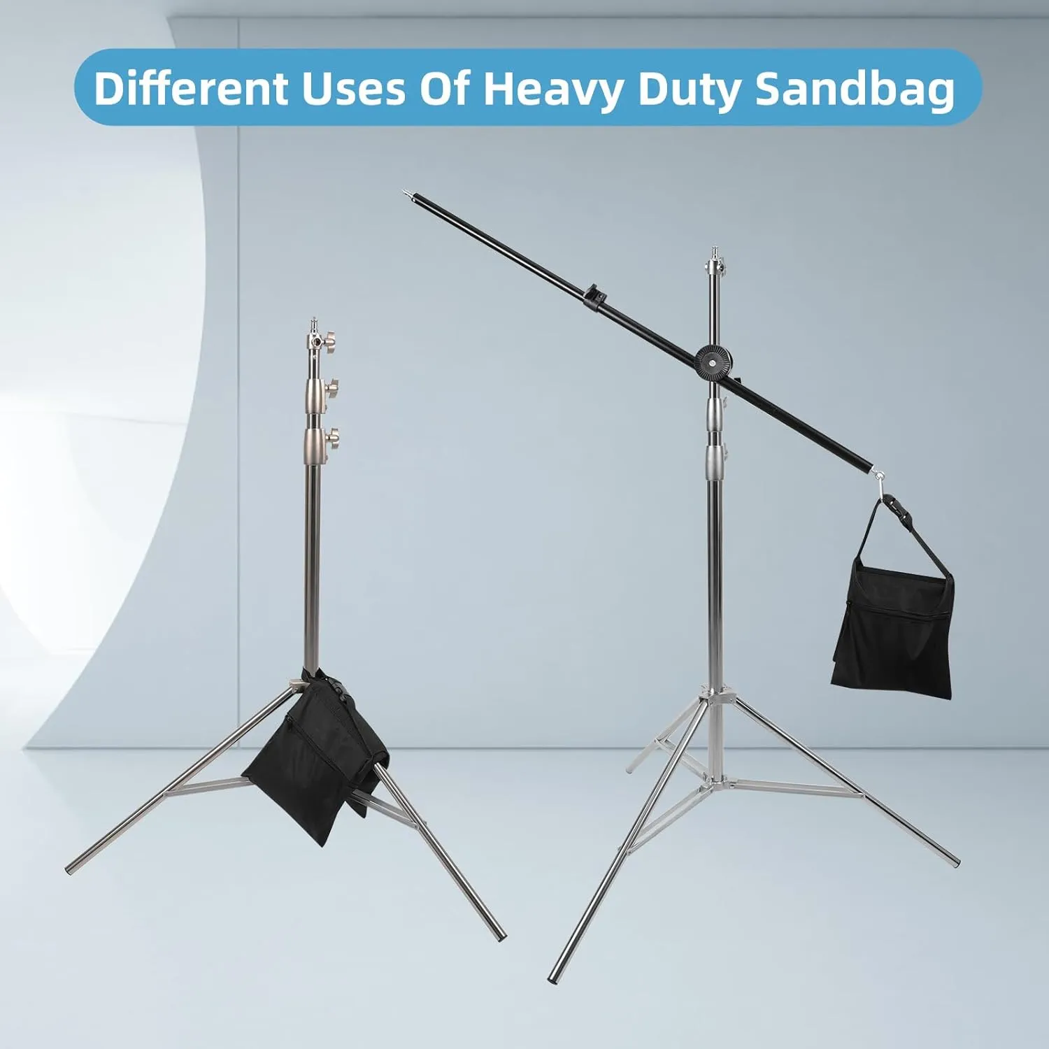 4 Packs Sandbags, Heavy Duty Sand Bags with 8 PE Bags, Sand Bags with Buckle Straps for Support Light Stand, C Stand, Light Stand with Caster, More 2/4/6/8/10/12/14 Packs Sandbag to Choose.