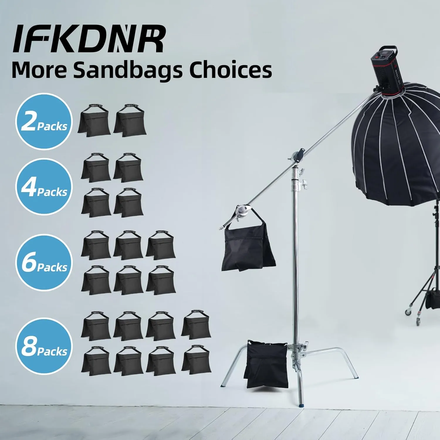 4 Packs Sandbags, Heavy Duty Sand Bags with 8 PE Bags, Sand Bags with Buckle Straps for Support Light Stand, C Stand, Light Stand with Caster, More 2/4/6/8/10/12/14 Packs Sandbag to Choose.
