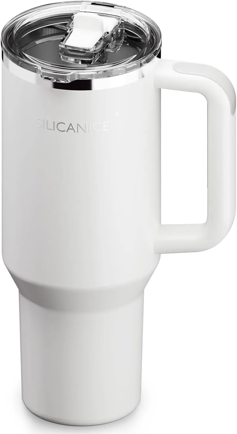 40oz Stainless Steel Insulated Tumbler,100% Leakproof Lid & Detachable Straw, Easy Clean,Stain-Resistant, Durable-Coat ,Ergonomic Grip handle, Car Holder/Bag Friendly for Travel/Gym/School (cream)