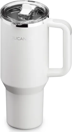 40oz Stainless Steel Insulated Tumbler,100% Leakproof Lid & Detachable Straw, Easy Clean,Stain-Resistant, Durable-Coat ,Ergonomic Grip handle, Car Holder/Bag Friendly for Travel/Gym/School (cream)