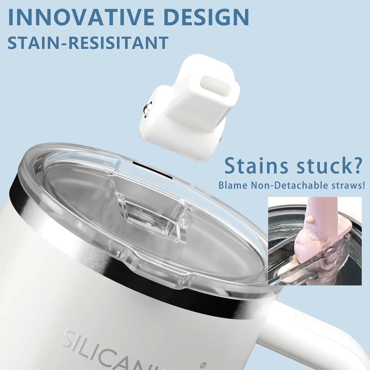 40oz Stainless Steel Insulated Tumbler,100% Leakproof Lid & Detachable Straw, Easy Clean,Stain-Resistant, Durable-Coat ,Ergonomic Grip handle, Car Holder/Bag Friendly for Travel/Gym/School (cream)