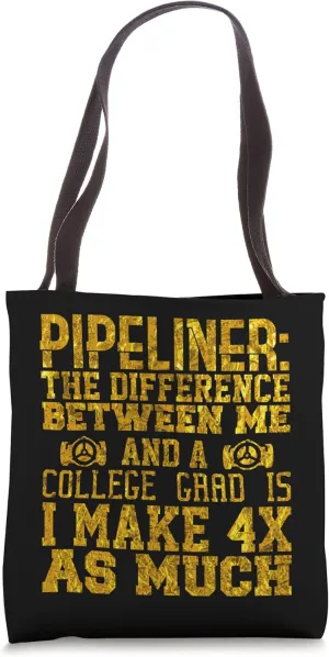 4x Pipeliner College Money Welds Pipeline Trade School Funny Tote Bag