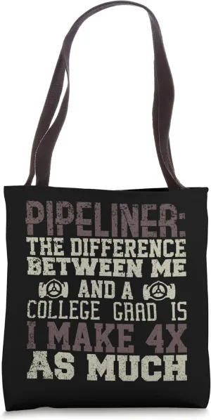 4x Pipeliner College Money Welds Pipeline Trade School Funny Tote Bag