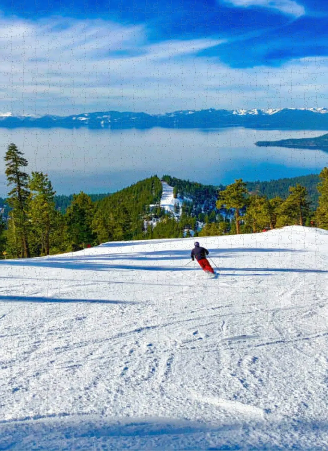 500 Piece Puzzle for Adults Jigsaw Puzzles Thick Sturdy Hard Challenging Difficult Party Games Props Alpine Skier Above Lake Tahoe Puzzles for Adults
