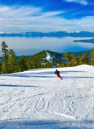 500 Piece Puzzle for Adults Jigsaw Puzzles Thick Sturdy Hard Challenging Difficult Party Games Props Alpine Skier Above Lake Tahoe Puzzles for Adults
