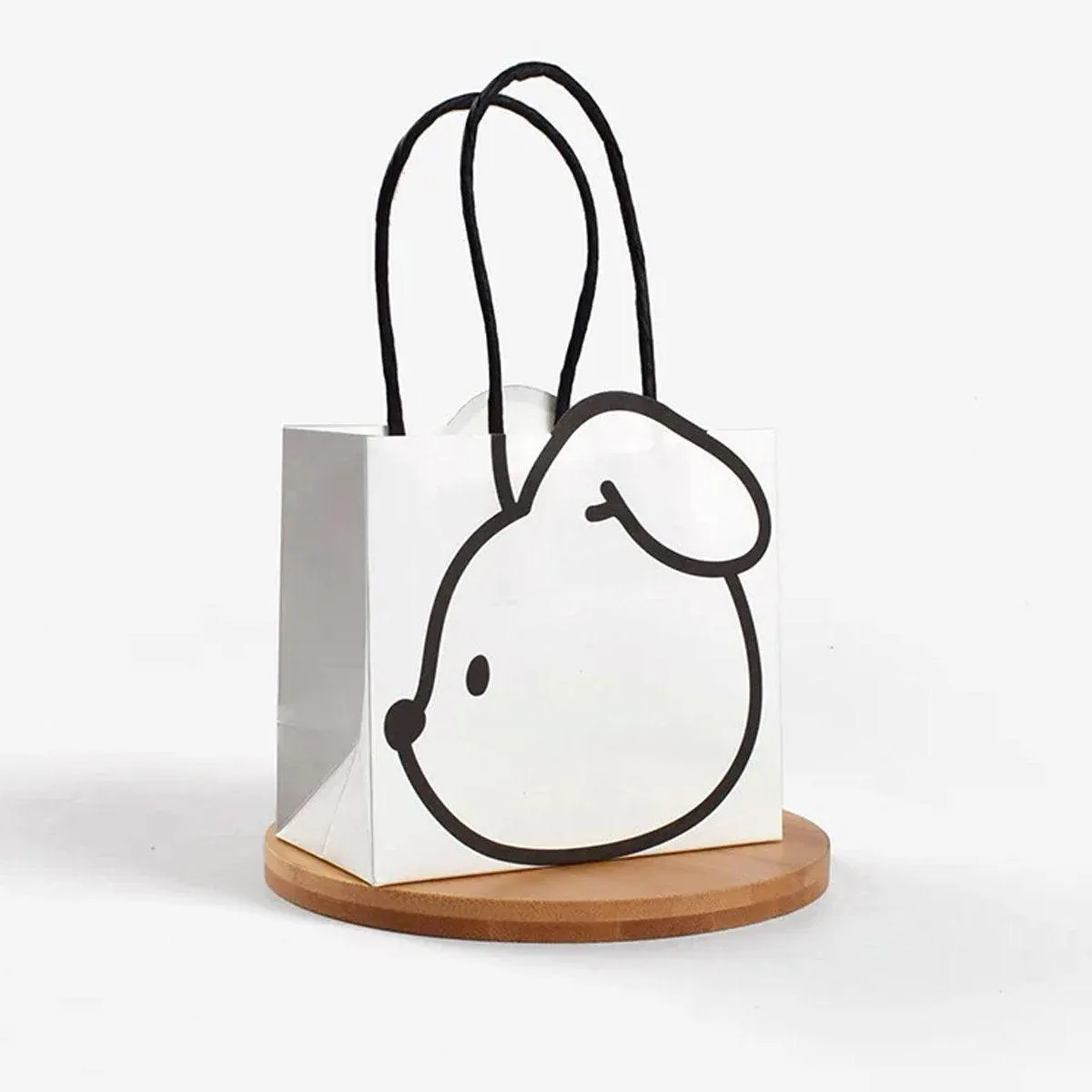 50pcs Black and White Cartoon Rabbit Paper Bags Simple Gift Packaging Set