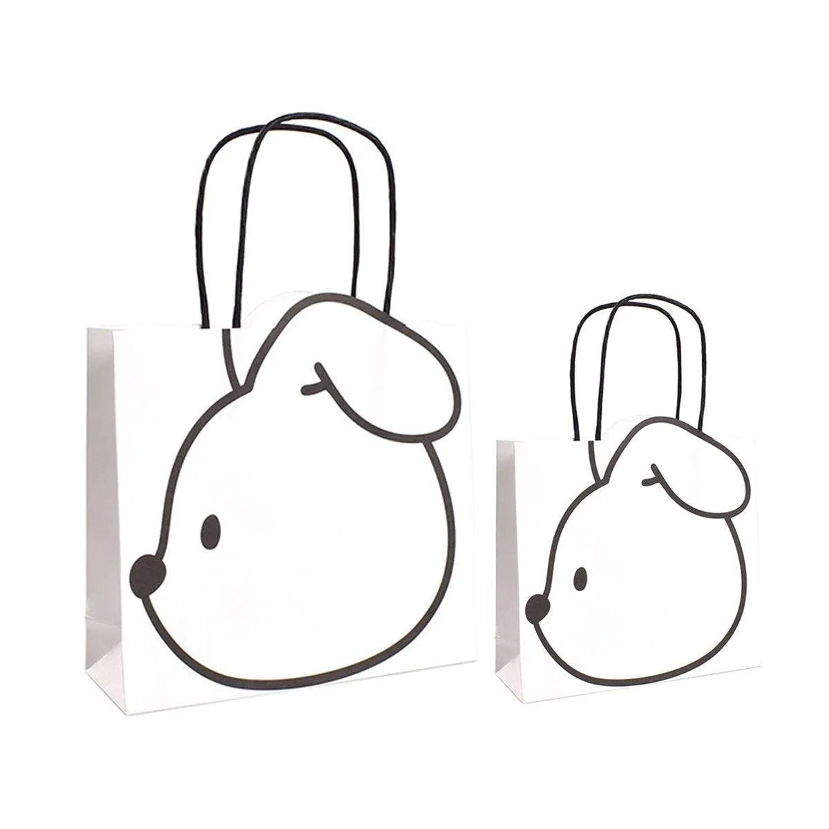 50pcs Black and White Cartoon Rabbit Paper Bags Simple Gift Packaging Set