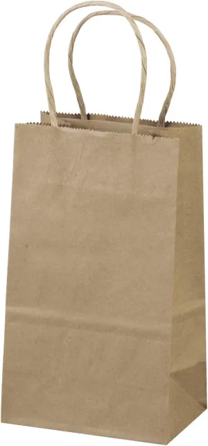 5.25"x3.25"x8" - 50 pcs - Brown Kraft Paper Bags, Shopping, Mechandise, Party, Gift Bags