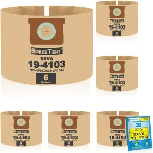 6 Pack DXVA19-4103 Disposable Dust Filter Bags for DEWALT 6 Gallon DXV06G Wet/Dry Vacuums
