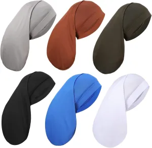 6 Pieces Unisex Dreadlock Cap Dreadlock Spandex Cap Long Hair Dreads Head Wrap Sleep Bonnet Full Cover for Men, 20 x 10 Inch