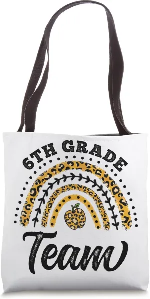 6th Grade Team Leopard Rainbow 6th Grade Back To School Tote Bag