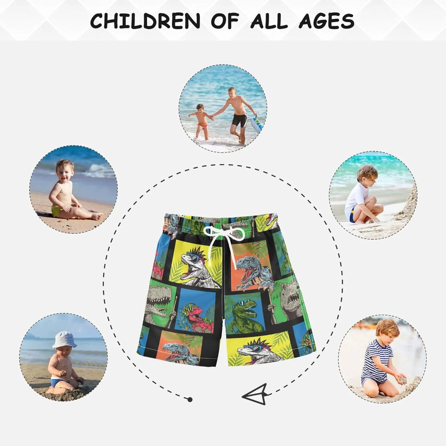8-12T Boys Swim Trunks Quick Dry Board Shorts Swimwear Beachwear with Mesh Lining M