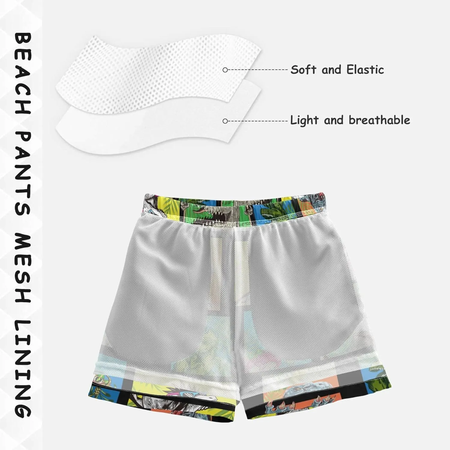 8-12T Boys Swim Trunks Quick Dry Board Shorts Swimwear Beachwear with Mesh Lining M