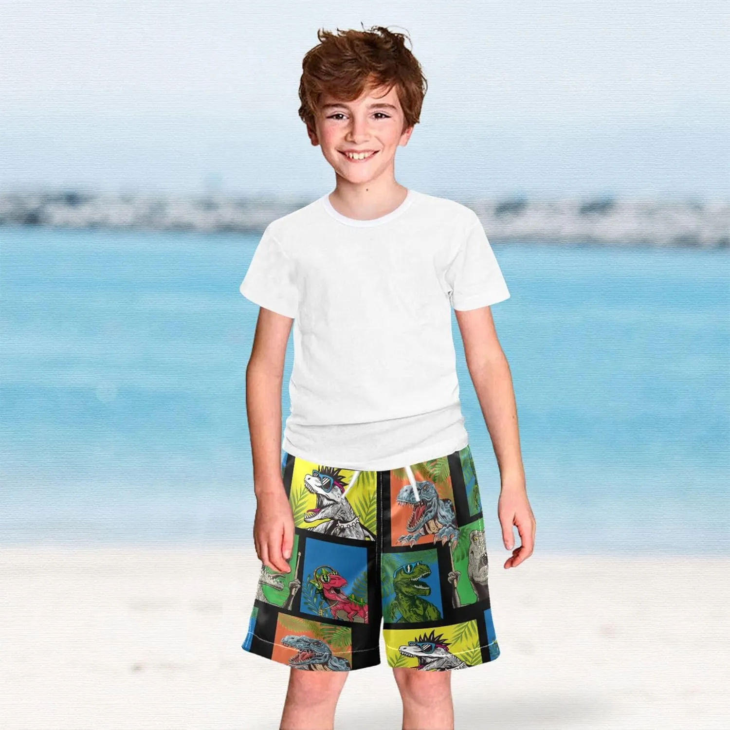 8-12T Boys Swim Trunks Quick Dry Board Shorts Swimwear Beachwear with Mesh Lining M
