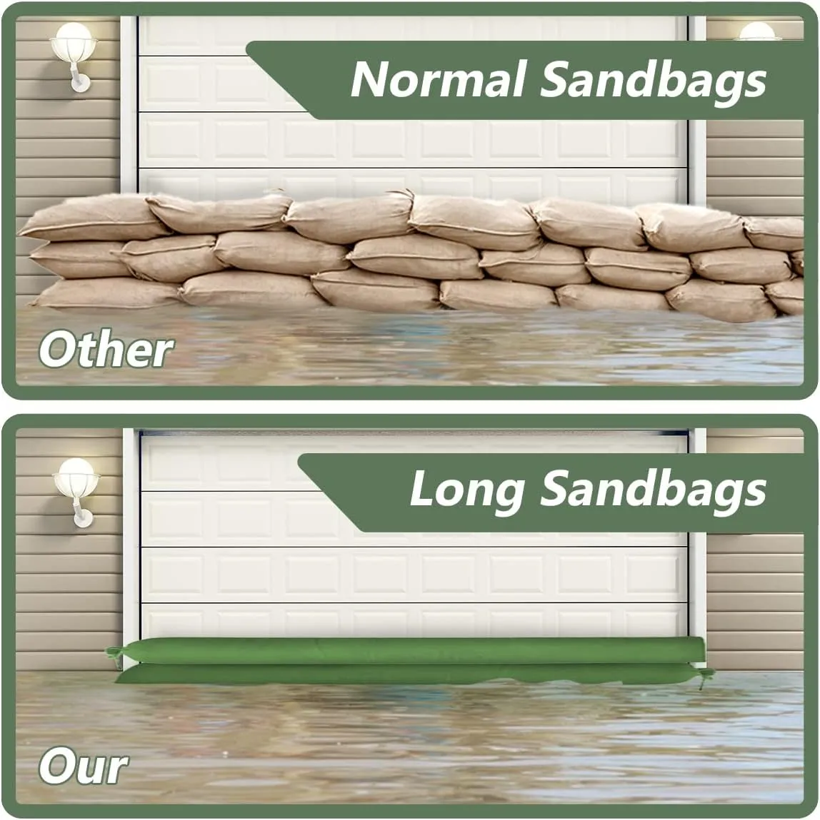 8 Pcs Sand Bags for Flooding with 2 Pcs Shovel, Thickened Canvas Sand Bags 6' x 6'' Water Barrier with Elastic Band, Reusable Sandbags for Flooding Garage Door Flood Control Hurricane in Rainy Season