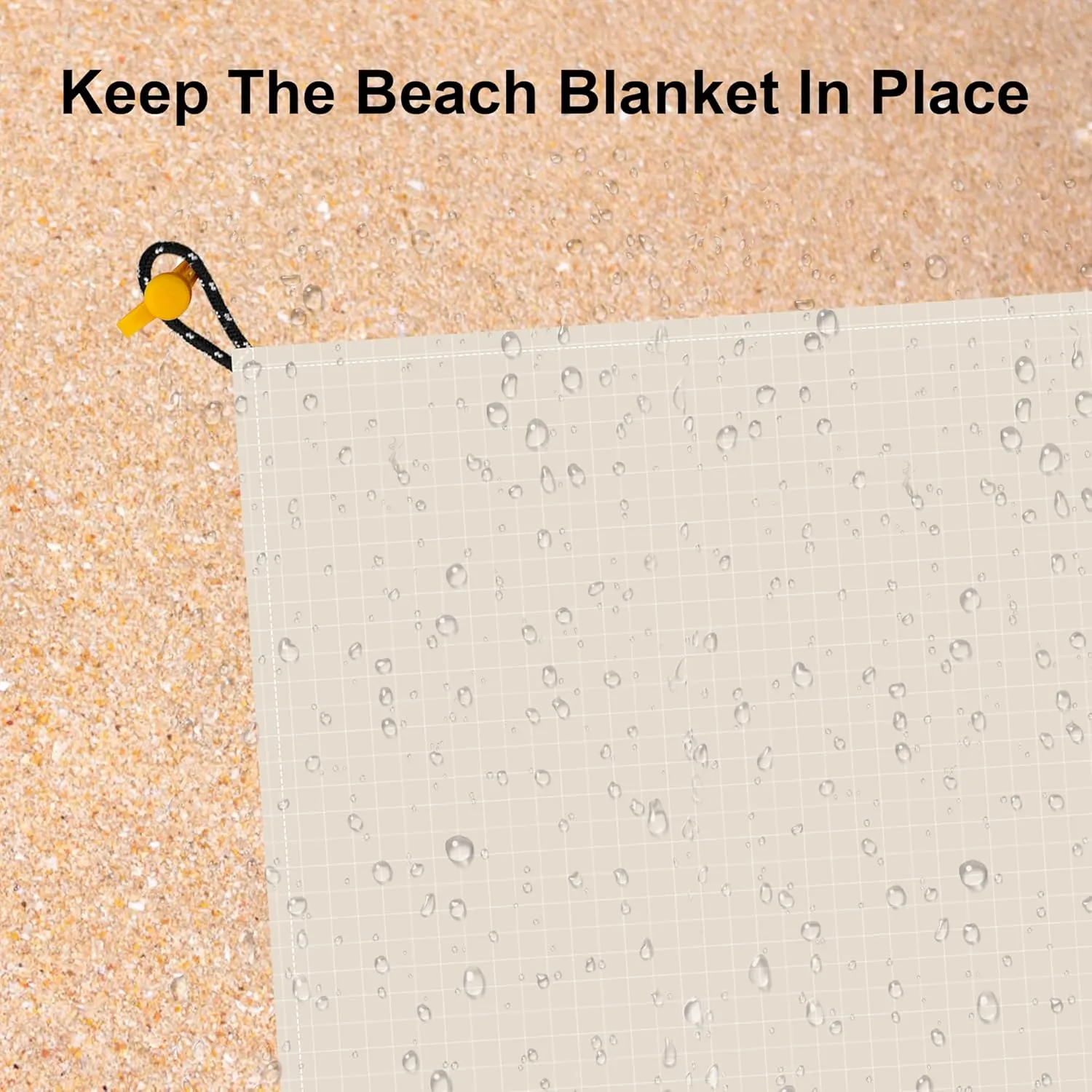 9 ft×10 ft Extra Large Waterproof Sandproof Beach Blanket for 8 Adults, Outdoor Beach Mat with 4 Stakes, 210T Polyester Lightweight Foldable Picnic Blanket for Travel, Camping, Hiking