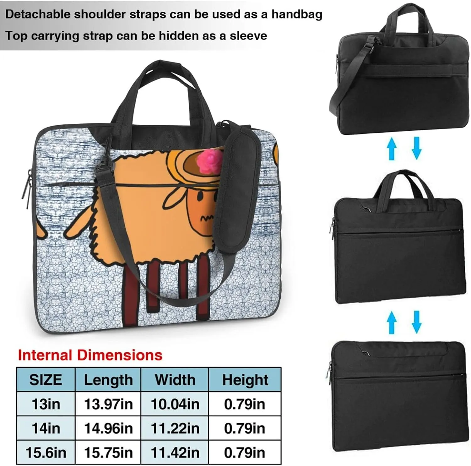 a minority sheep pattern Ultra-thin portable shoulder laptop bag Stylish and Protective Shockproof soft lining