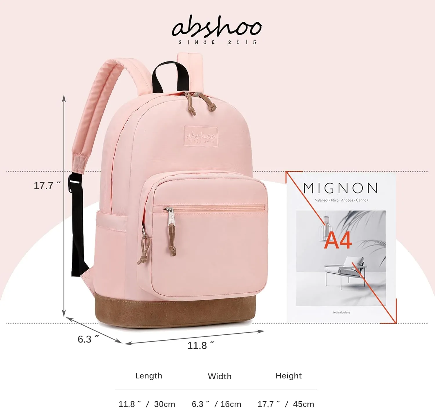 abshoo Classic Teen College Laptop Backpack for School Women Middle High School Backpack For Girls School Bookbag (Pink)