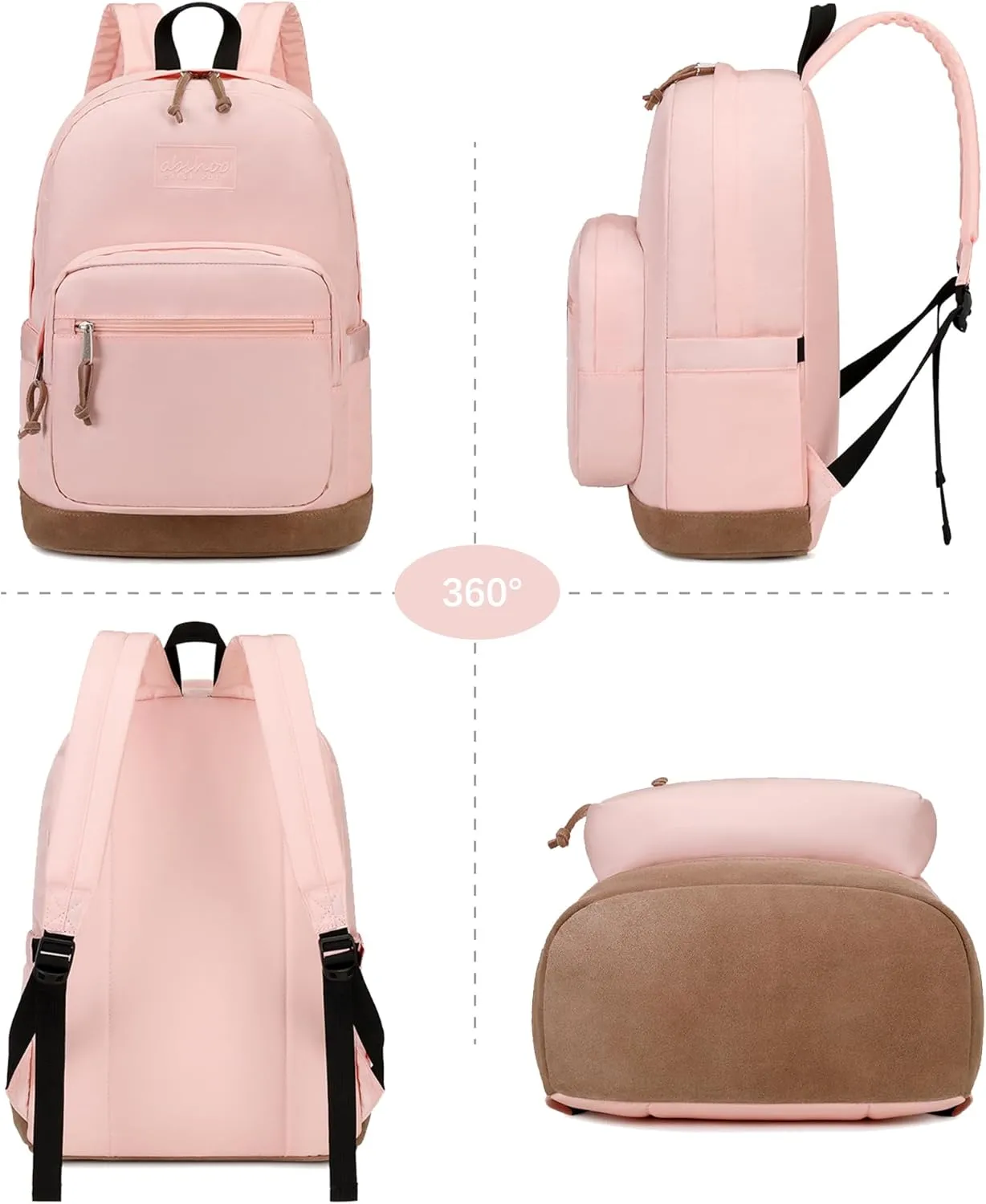 abshoo Classic Teen College Laptop Backpack for School Women Middle High School Backpack For Girls School Bookbag (Pink)