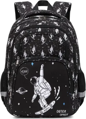 abshoo Cute Astronaut Kids Backpack For Boys School Elementary Kindergarten School Bookbag (Astronaut Black)