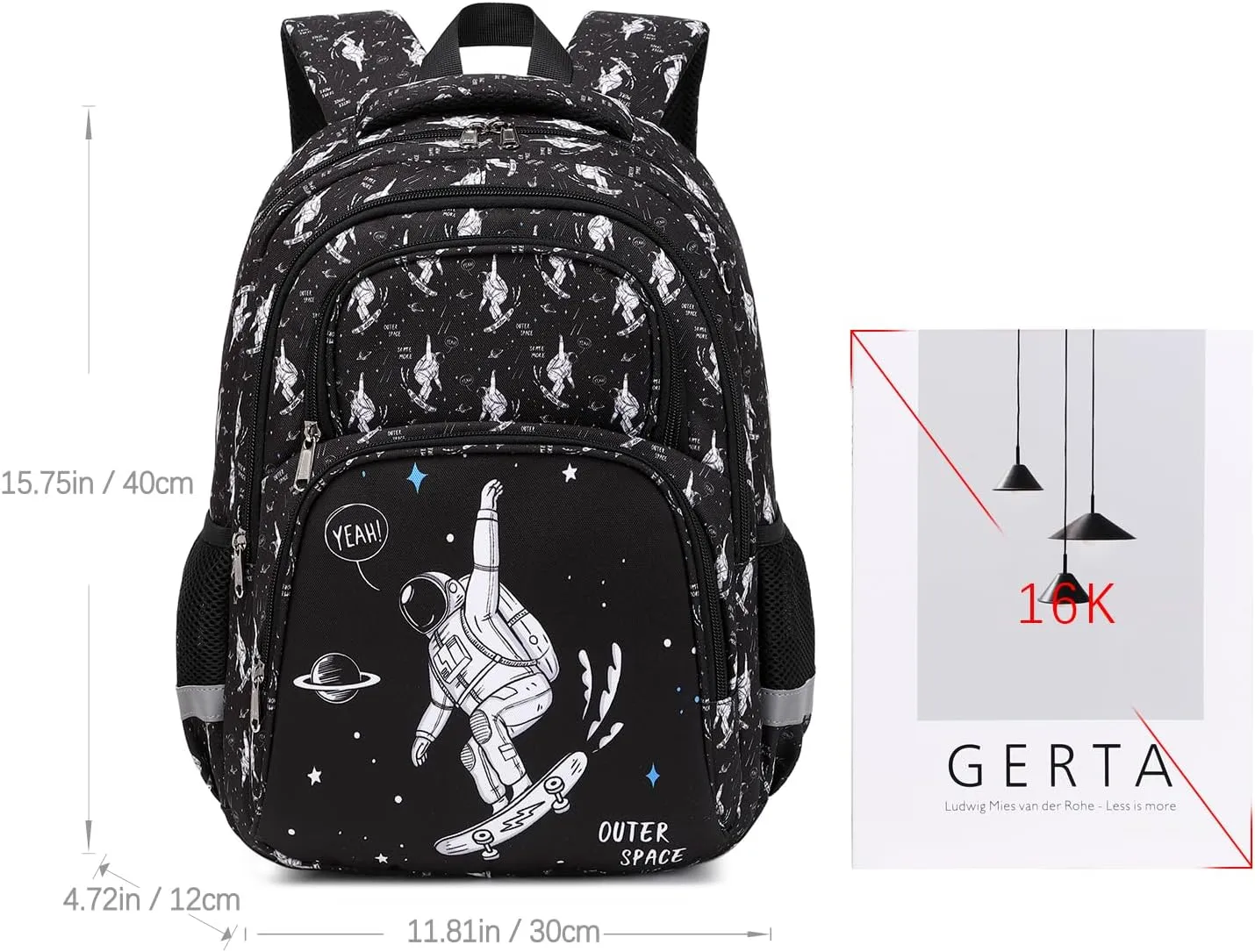 abshoo Cute Astronaut Kids Backpack For Boys School Elementary Kindergarten School Bookbag (Astronaut Black)