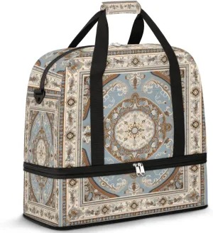 Abstract Prints Boho Flora Travel Duffle Bag, Collapsible Travel Bag Sports Gym Bag With Shoes Compartment Weekender Bag Overnight Bag For Women Men
