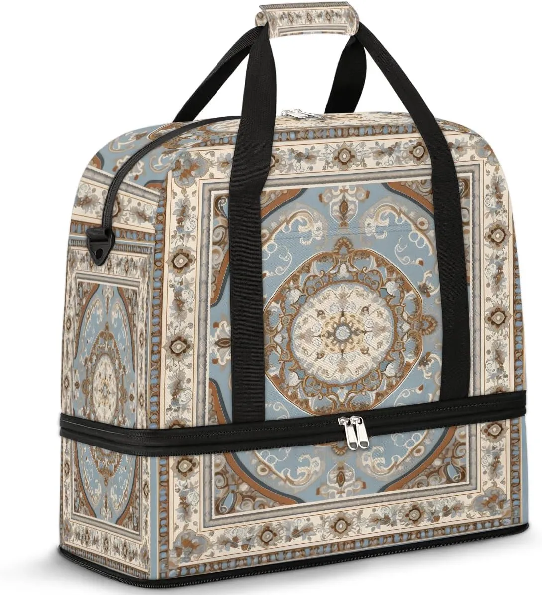 Abstract Prints Boho Flora Travel Duffle Bag, Collapsible Travel Bag Sports Gym Bag With Shoes Compartment Weekender Bag Overnight Bag For Women Men