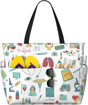 abstraction biology chemistry4 Print Foldable Lightweight Family Beach Bag for Men Women Beach Tote Bag Portable Gym Bag