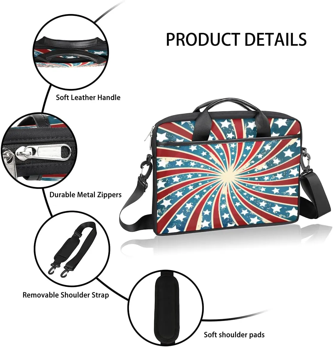 Abstraction Piano Key Laptop Shoulder Messenger Bag Waterproof Laptop Briefcase Handle Padded Strap