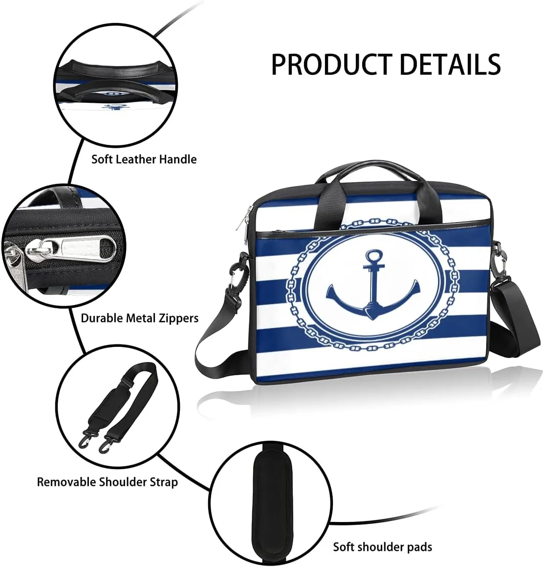 Abstraction Piano Key Laptop Shoulder Messenger Bag Waterproof Laptop Briefcase Handle Padded Strap