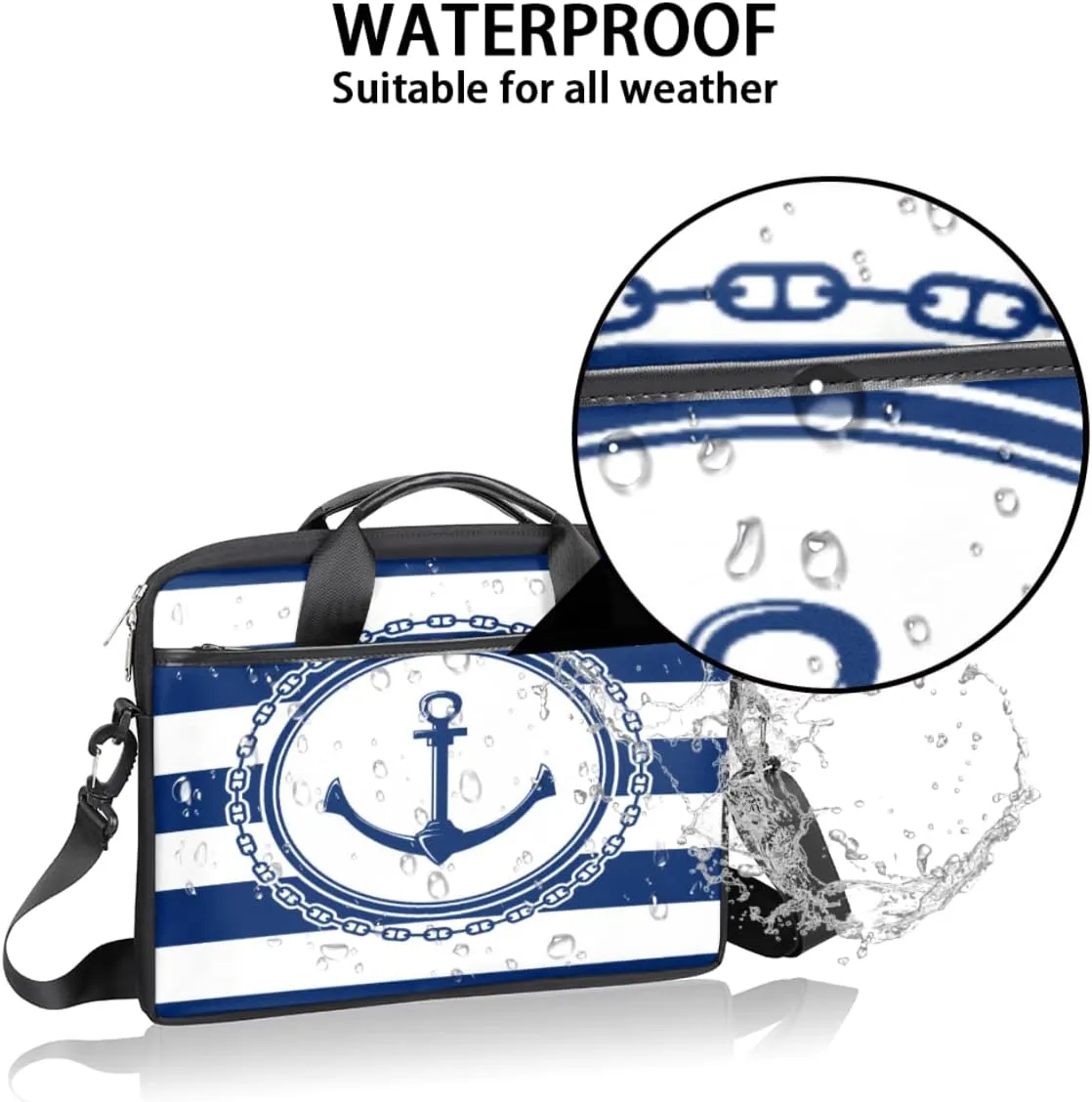 Abstraction Piano Key Laptop Shoulder Messenger Bag Waterproof Laptop Briefcase Handle Padded Strap