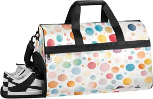 Abstrakt 43L Gym Duffle Bag for men with Shoe Compartment, Polka Dots Overnight Weekender Bag for Women with Shoulder Strap, Ideal for Travel, Gym, Sports