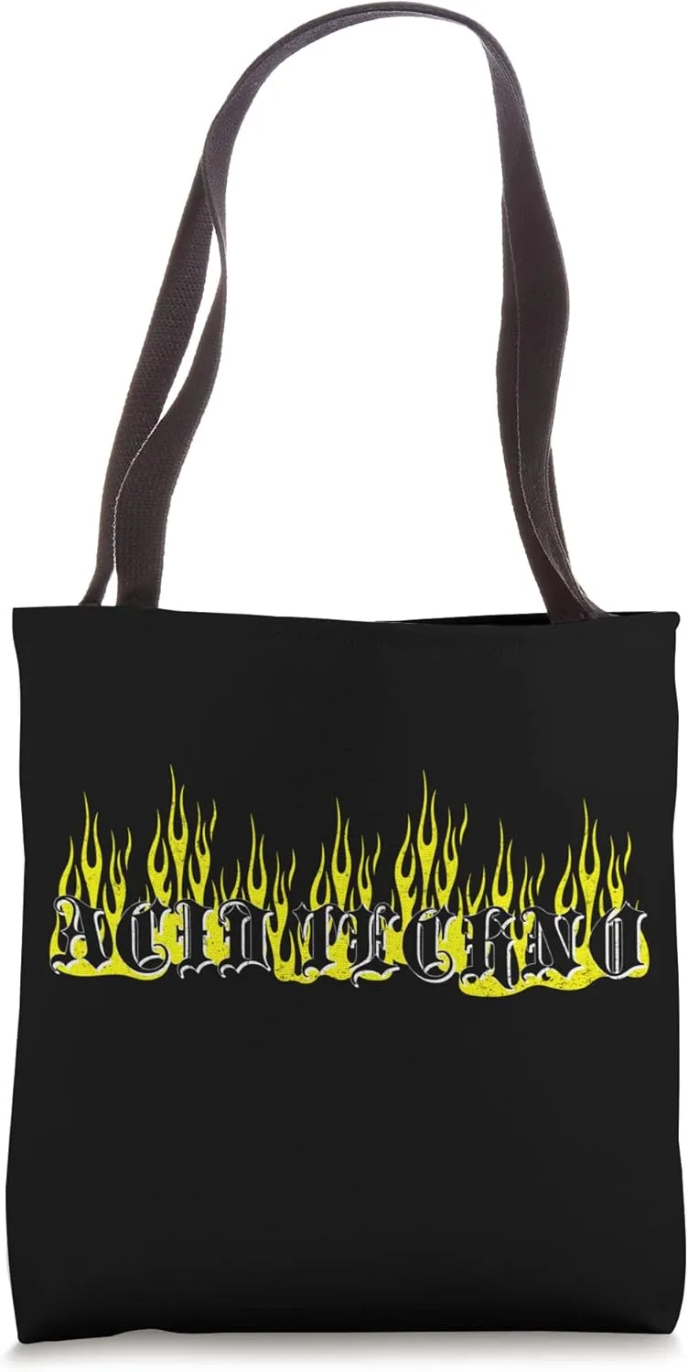 Acid Techno Old School House Flames 90s Retro Rave Tote Bag