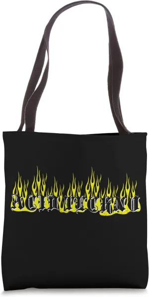 Acid Techno Old School House Flames 90s Retro Rave Tote Bag