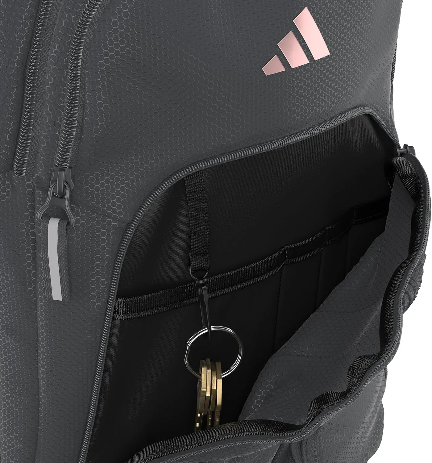 adidas Primetime Large Backpack for Women and Men, Big Bag with Laptop Sleeve, Carbon Grey/Rose Gold, One Size
