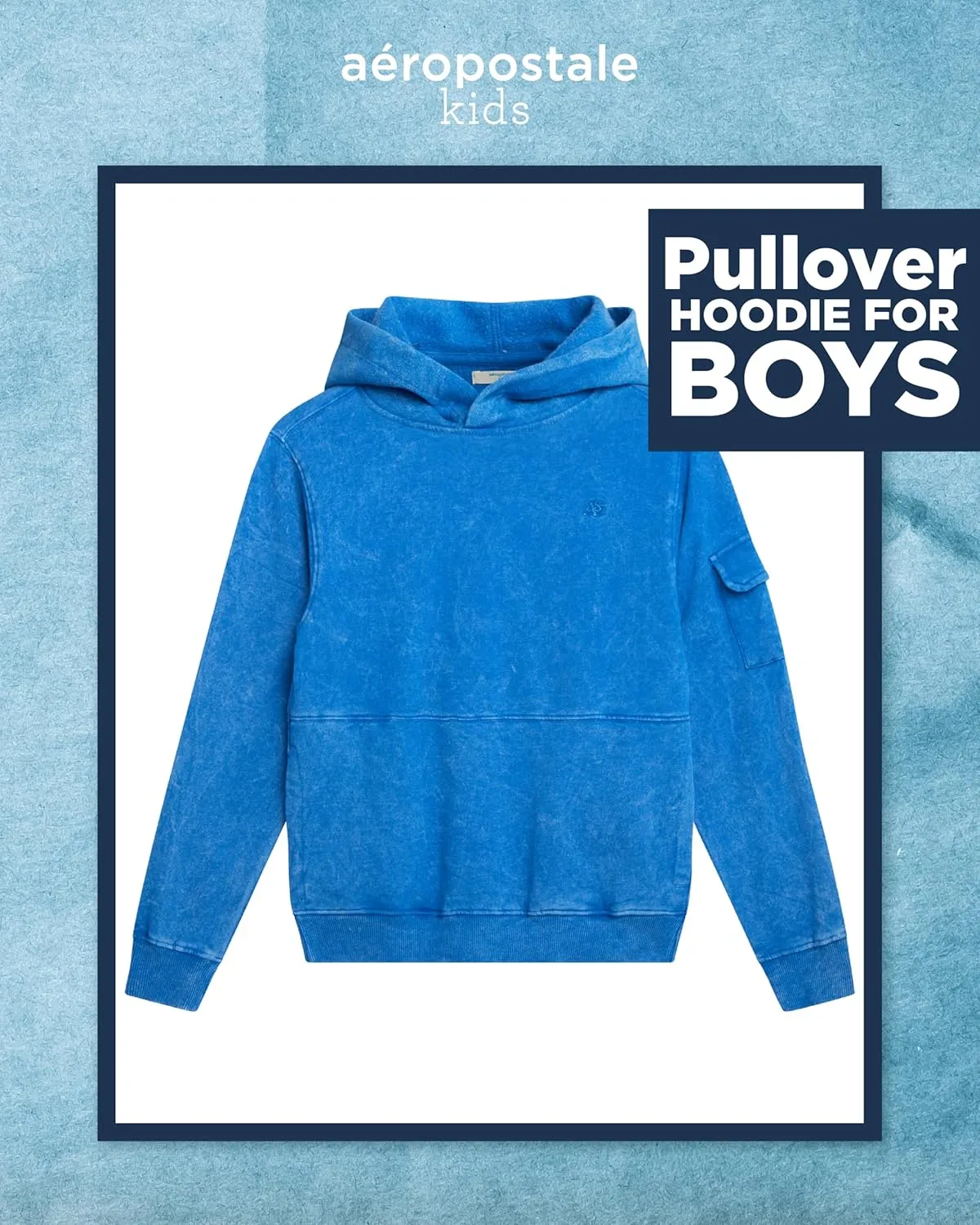 AEROPOSTALE Boys' Pullover Hoodie - Comfortable Fit Fleece Hoodie with Patch Pocket on Sleeve - Hoodies for Boys (Sizes:8-16)