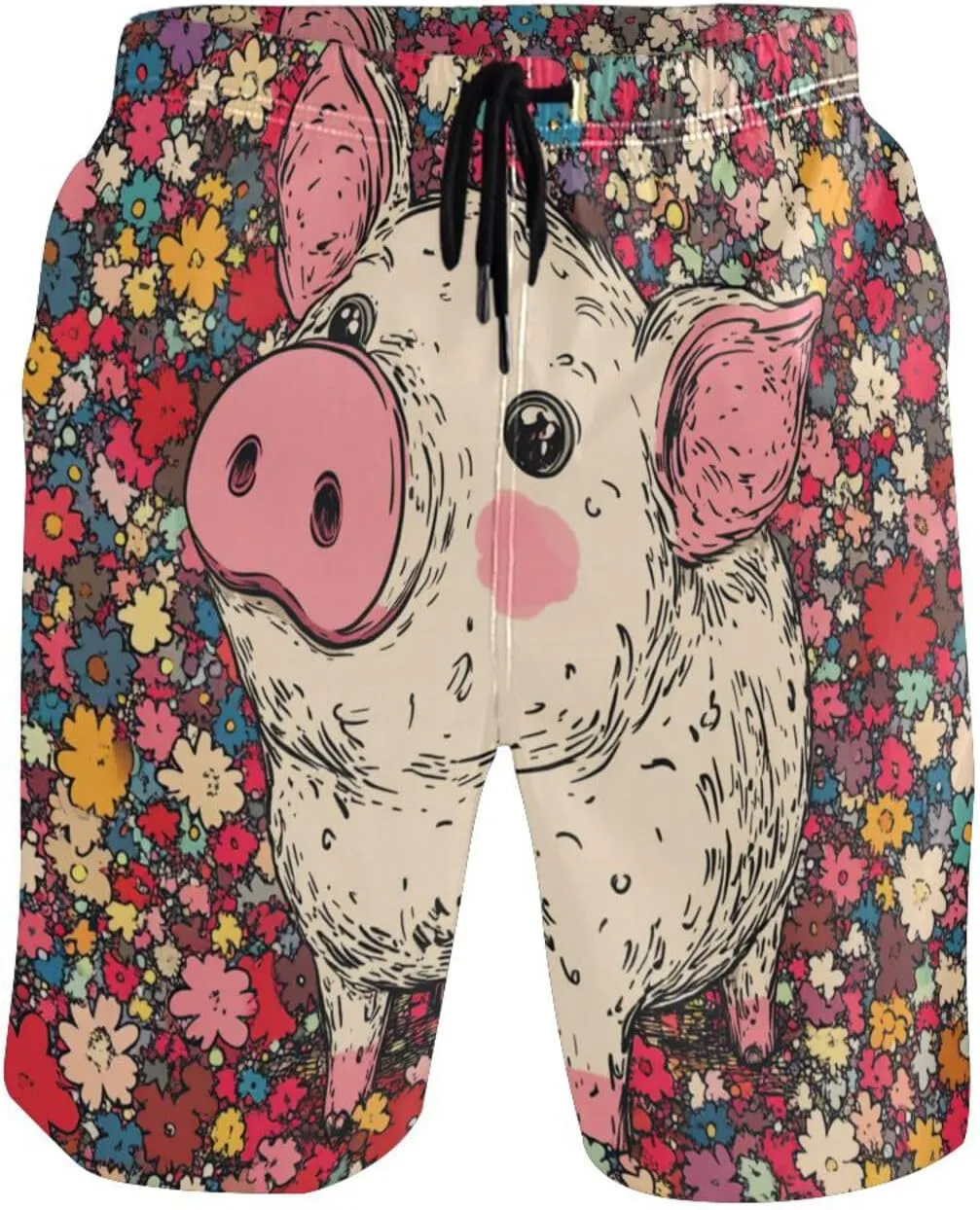Aesthetic Miniature Pig Shorts Swim 2 Layer Board Shorts with Compression 8”/ 9” Long XL Size Summer Days