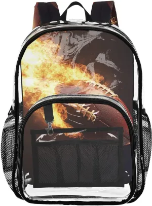 ALAZA Firing Football Clear Fashion Backpack for Women Men Transparent Travel School Bag Daypack for Boys Girls