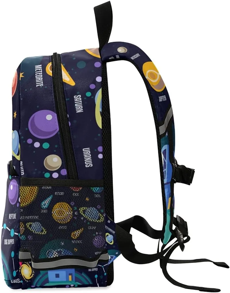 ALAZA Kid's Toddler Backpack for Boys Girls,Universe Infographics Solar System Planets Preschool Bag Nursery Travel Bag Daycare Bag Kindergarten Children Bag with Safety Leash