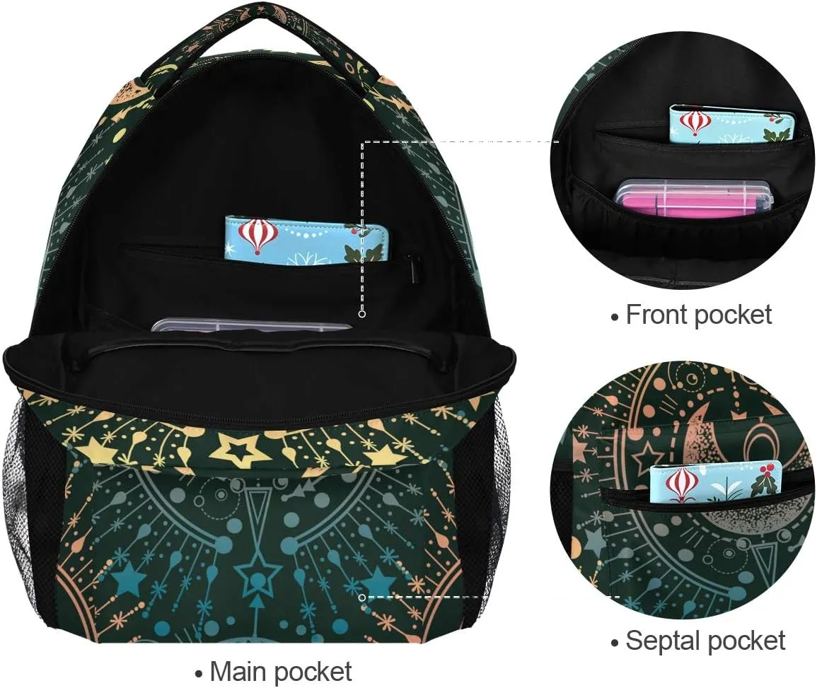 ALAZA Moon & Star Alchemy Magical Large Backpack Personalized Laptop iPad Tablet Travel School Bag with Multiple Pockets