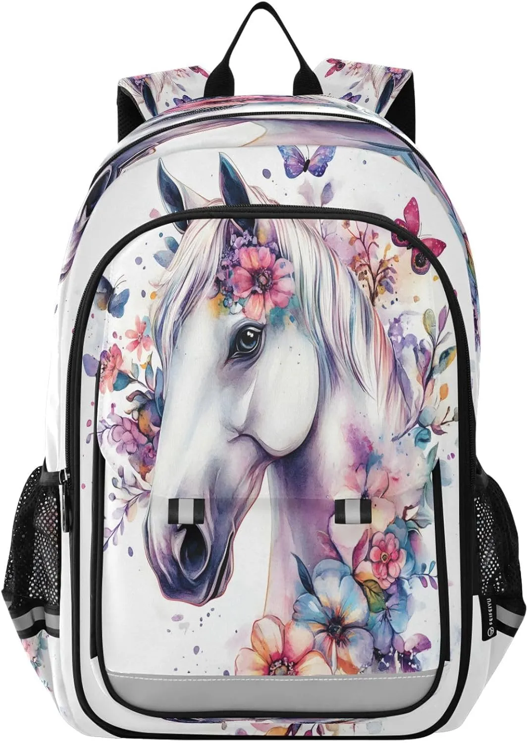 ALAZA Unicorn Horse Butterfly Flower School Backpacks Travel Laptop Bag Kids Bookbag for Girls Boys Teens Women Men