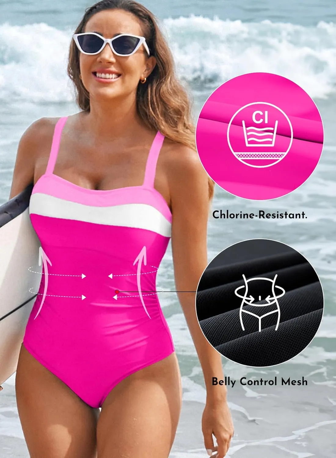 Aleumdr One Piece Swimsuit Women Athletic Bathing Suits Color Block Womens Swimsuits Swimwear