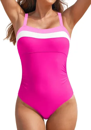 Aleumdr One Piece Swimsuit Women Athletic Bathing Suits Color Block Womens Swimsuits Swimwear