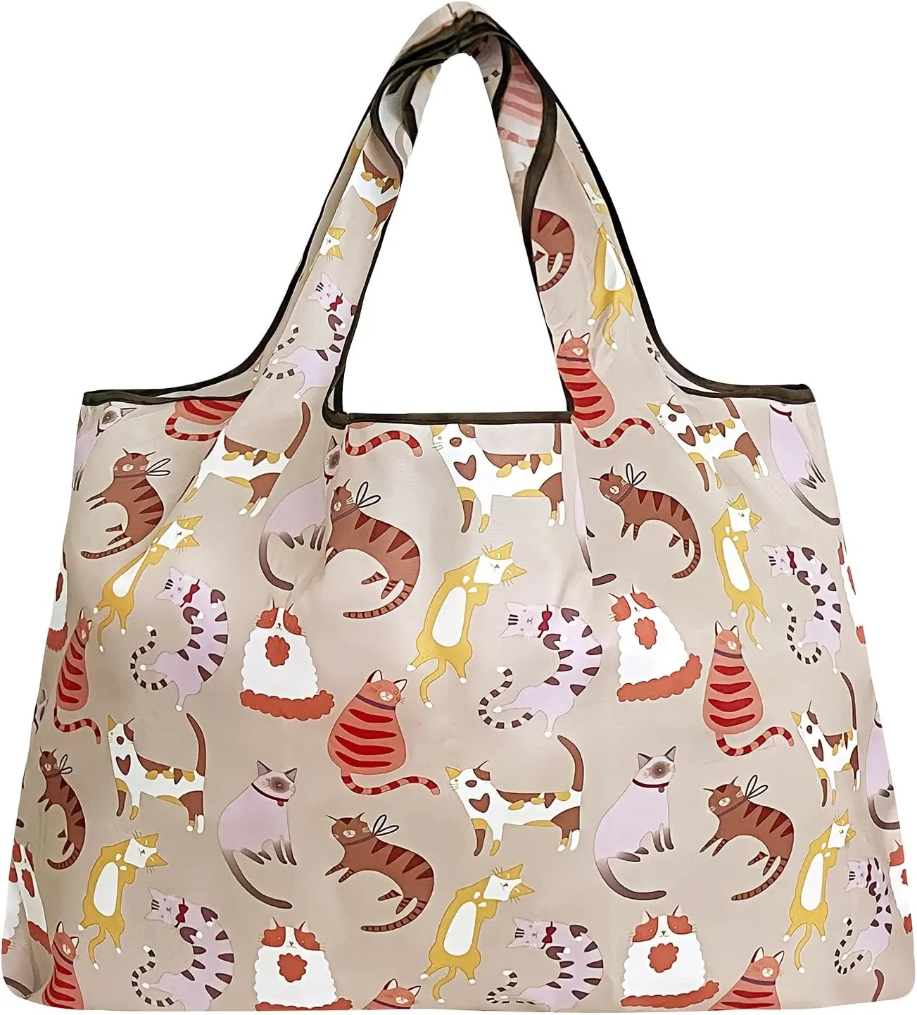 alldyrew Large Foldable Tote Nylon Reusable Grocery Bag, 3 Pack