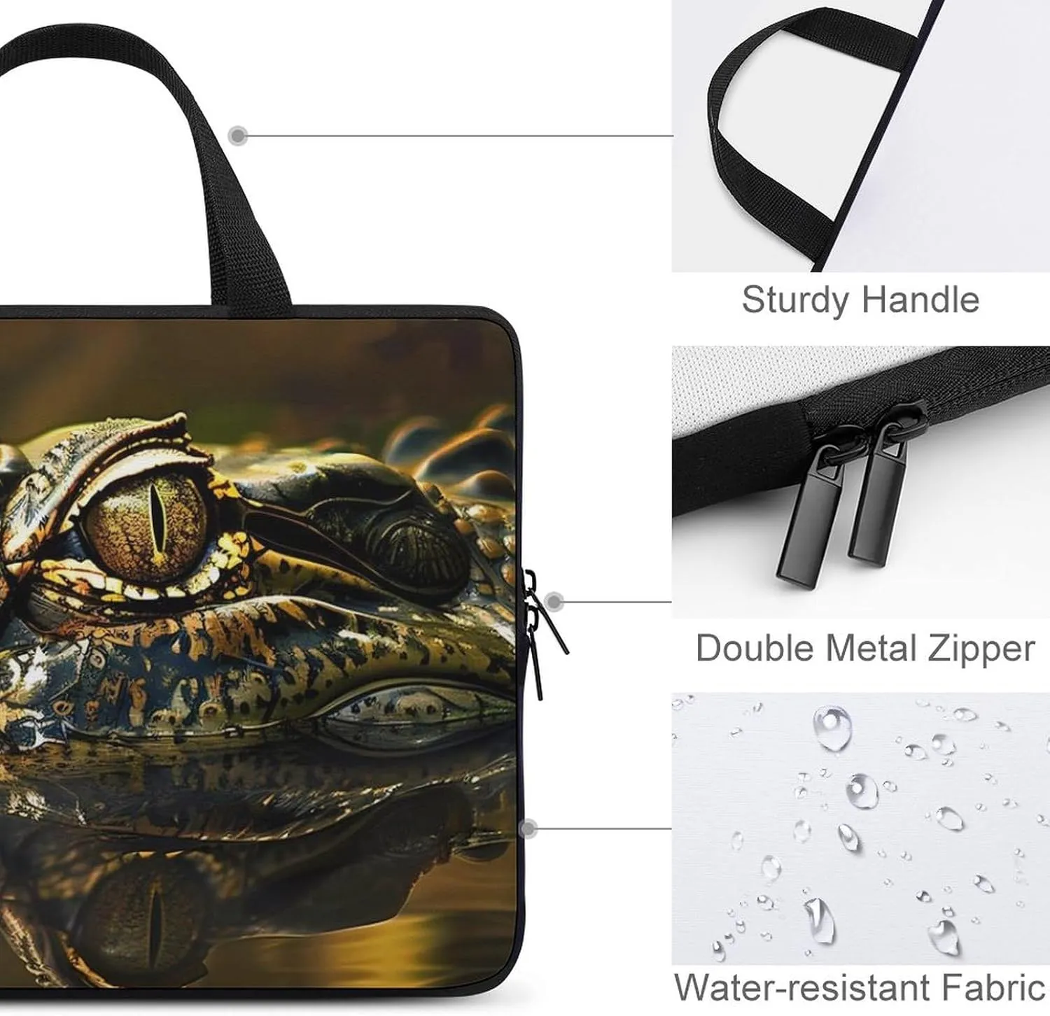 Alligator Head And Eyes Above Water Laptop Sleeve Portable Waterproof Computer Bag Pouch Handbag Protective Sleeve