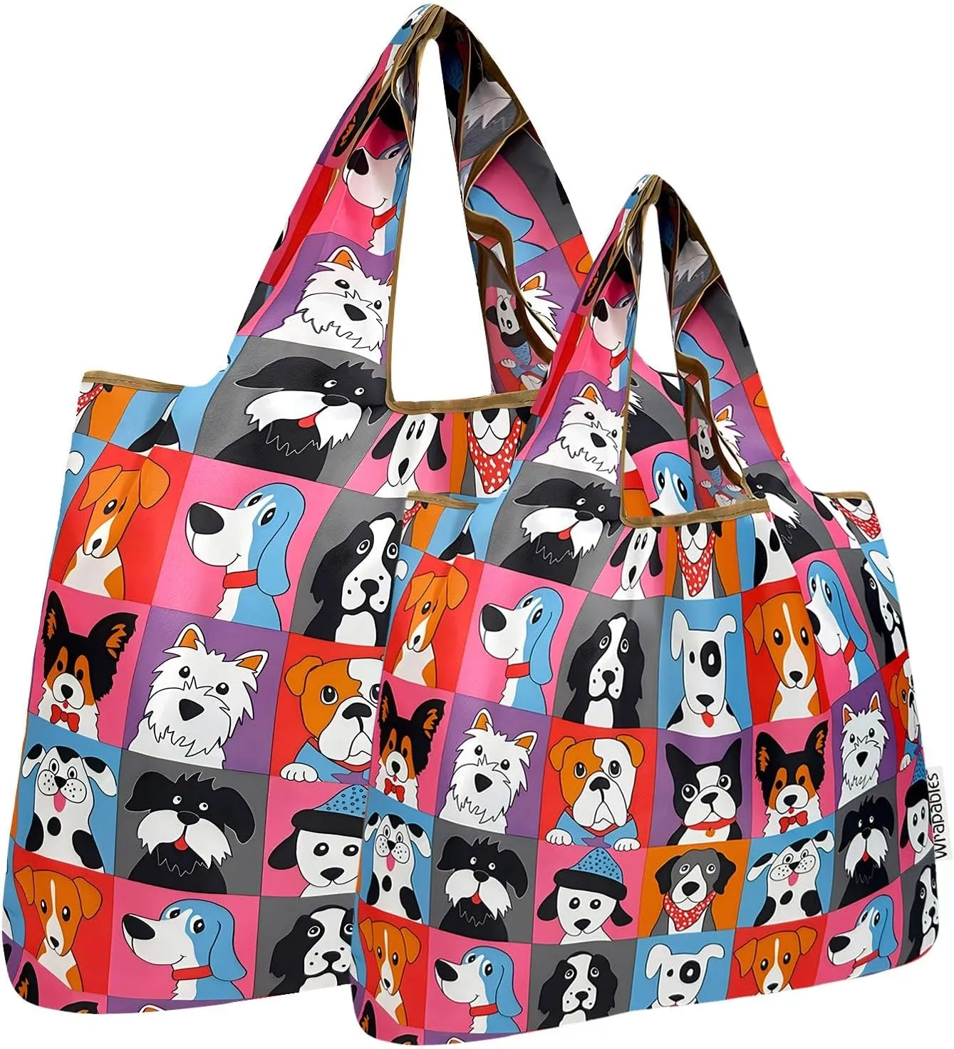 allydrew Large & Small Foldable Tote Nylon Reusable Grocery Bags, Set of 2